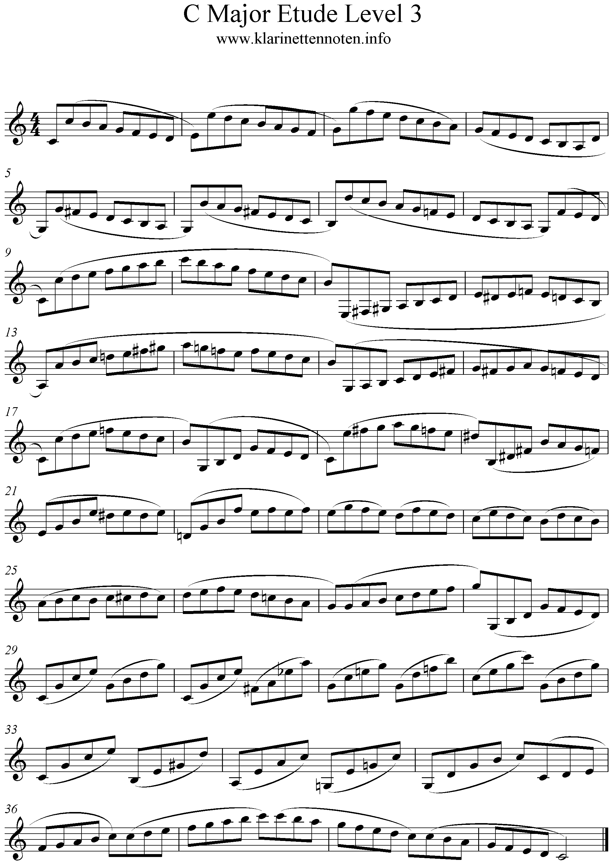 C Major Etude for Clarinet, Klarinette